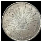 1902 Silver Peso Mexico Mint Mark Zs CLOSELY UNCIR
