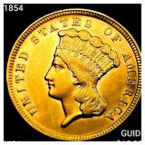 1854 $3 Gold Piece UNCIRCULATED