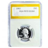 1962 Washington Silver Quarter PGA PR70 DCAM