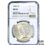 1925 Silver Peace Dollar NGC MS63