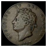 1827 Great Britain Copper 1/2 Penny KM 692