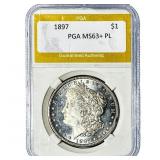1897 Morgan Silver Dollar PGA MS63+ PL