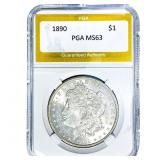 1890 Morgan Silver Dollar PGA MS63