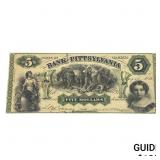 1861 $5 Bank of Pittsylvania Virgina Banknote