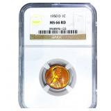 1950-D Wheat Cent NGC MS66 RD