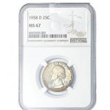 1958-D Washington Silver Quarter NGC MS67