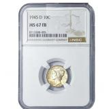 1945-D Mercury Silver Dime NGC MS67 FB
