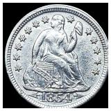 1854 Arrows Seated Liberty Dime GEM BU