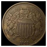 1865 Bronze Two-Cent Piece CLOSELY UNCIRCULATED