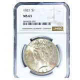 1923 Morgan Silver Dollar NGC MS63