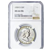 1959-D Franklin Half Dollar NGC MS66 FBL