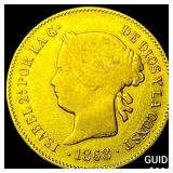 1868 Philippines Gold 1 Peso .0476oz AGW