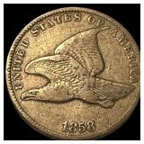 1858 Copper-Nickel Flying Eagle Cent NEARLY UNCIRC