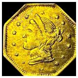 1869 California Gold 1 Dollar Token HIGH GRADE