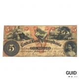 1859 $5 Central Bank of Pennsylvania Note