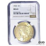 1923 Silver Peace Dollar NGC MS63