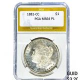 1881-CC Morgan Silver Dollar PGA MS64 PL