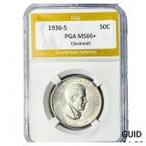 1936-S Cincinatti Half Dollar PGA MS66+