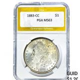 1883-CC Morgan Silver Dollar PGA MS63