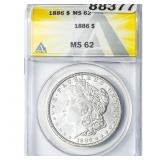 1886 Morgan Silver Dollar ANACS MS62