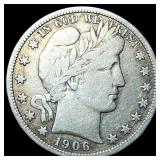1906-D Silver Barber Half Dollar CLOSELY UNCIRCULA