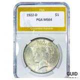 1922-D Silver Peace Dollar PGA MS64