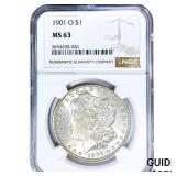 1901-O Morgan Silver Dollar NGC MS63