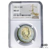 1951-S Franklin Half Dollar NGC MS67