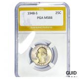 1948-S Washington Silver Quarter PGA MS66