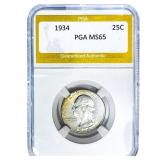1934 Washington Silver Quarter PGA MS65
