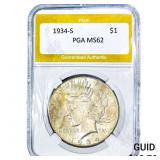 1934-S Silver Peace Dollar PGA MS62
