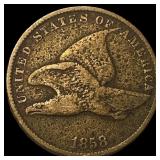 1858 Copper-Nickel Flying Eagle Cent NEARLY UNCIRC