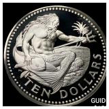 1974 Barbados Silver 10 Dollars Proof