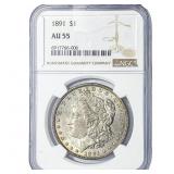 1891 Morgan Silver Dollar NGC AU55