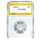 1940-D Mercury Silver Dime PGA MS66