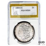 1884-CC Morgan Silver Dollar PGA MS64