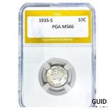 1935-S Mercury Silver Dime PGA MS66