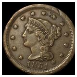 1851 Braided Hair Large Cent NEARLY UNCIRCULATED