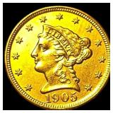 1905 Liberty Head Gold Quarter Eagle $2.50 CLOSELY