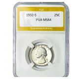 1932-S Washington Silver Quarter PGA MS64