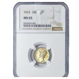 1923 Mercury Silver Dime NGC MS65