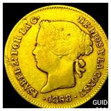1868 Philippines Gold 1 Peso .0476oz AGW