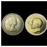 1953 UK One Shilling & 1945 Iran 10 Rials HIGH GRA