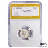 1939-S Mercury Silver Dime PGA MS67