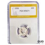 1936 Mercury Silver Dime PGA MS67+