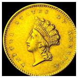 1854 Gold $1 Indian Princess Head CLOSELY UNCIRCUL