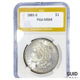 1881-S Morgan Silver Dollar PGA MS64