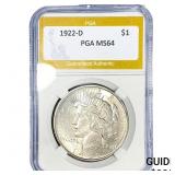 1922-D Silver Peace Dollar PGA MS64