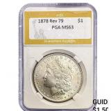 1878 Rev 79 Morgan Silver Dollar PGA MS63