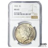 1923 Silver Peace Dollar NGC MS63